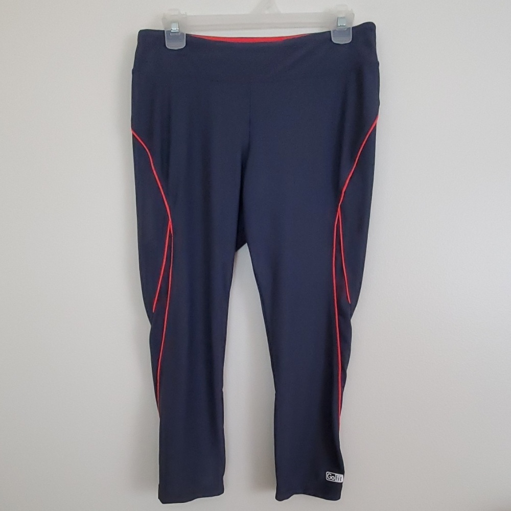 Go Fit Work Out Capri Gray & Orange Athletic Pants  L
